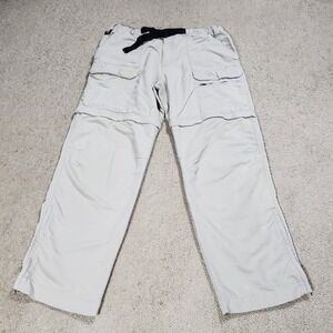 Eddie Bauer Pants Mens 32x31 Beige Convertible  Zip Off Outdoor Hiking Camp Belt